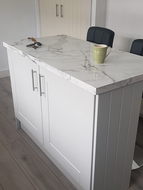 Marble top kitchen island